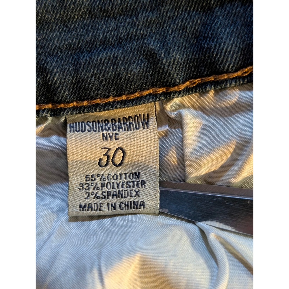 Hudson & Barrow NYC Mens Slim Stretch Denim Jean Shorts Size 30 Blue Cuffed - Picture 4 of 6